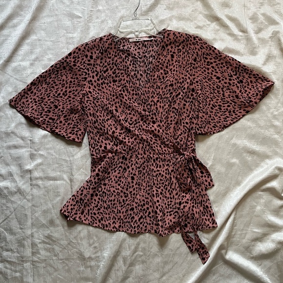 mi ami Tops - Miami Leopard Print Pink Wrap Top